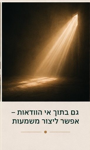 גם בתוך אי הוודאות אפשר ליצור משמעות